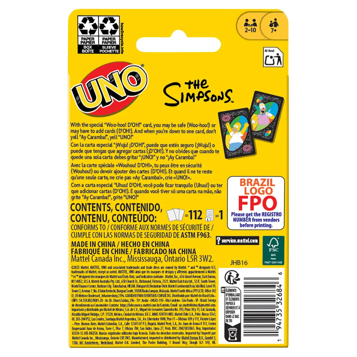 MATTEL UNO The Simpsons карточная игра Photo 3