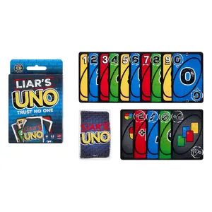 Card Game MATTEL Liar’s UNO – shedding family game, recommended age 7+, trick play and bluffing