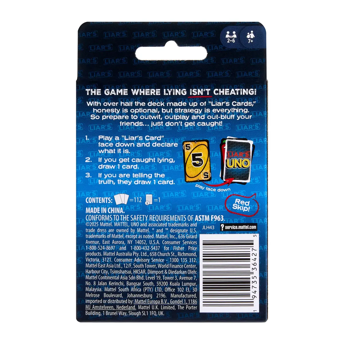 Kāršu spēle MATTEL Liar’s UNO Photo 11