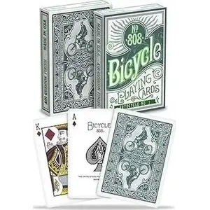 Kāršu komplekts Bicycle Autocycle No1 Green, standarta 52+2 kārtis, plastmasas pārklājums
