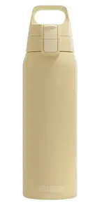 Drinking bottle Sigg 6021.10, 750 ml, stainless steel, flip lid, 270 mm height, 73 mm diameter, 305 g, yellow