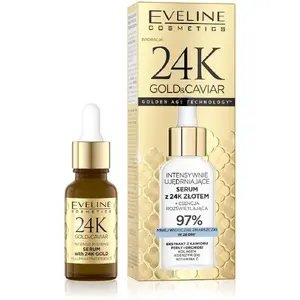 Serums Eveline 24K Gold & Caviar Intensīvi nostiprinošs 18 ml — 24K zelts, ikru ekstrakts