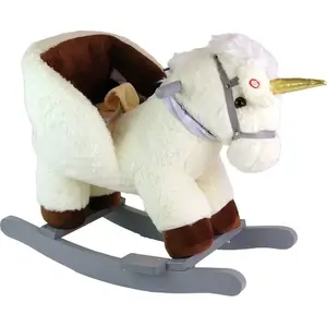Детская качалка LEANToys модель 15633 — белый единорог на ножках-качалке