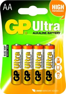 Akumulators GP Ultra Alkaline AA — vienreizlietojams alkalīnisks AA cilindrisks akumulators, blisters