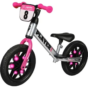 Balansa velo Qplay Player 4100 — rozā, viegls bērnu skrejriteņš bez pedāļiem
