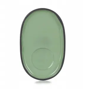Revol CARACTERE saucer 13×8 cm mint — ceramic tea/coffee saucer