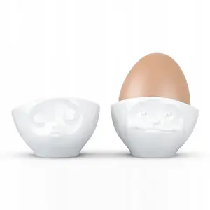 Egg cup set Lumarko FIFTYEIGHT Eierbecher Set Nr.1 – kissing & dreamy white, porcelain, 2-piece