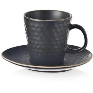 Espresso cup with saucer Lumarko TEA TIME 95 ml — ceramic, black