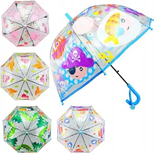 Umbrella TEKA Parasolka transparent with mixed print, model 550485