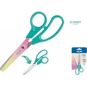 Craft and office scissors Milan BWM10444T, compact stainless steel blades, colored Sunset green handles