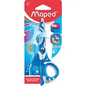School Scissors Maped Zenoa Fit Asymmetric 13 cm, Blue