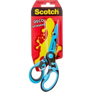 Bērnu šķēres Scotch DECO 13 cm, drošie asmeņi, krāsu maisījums, blistera iepakojumā