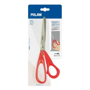 Office scissors Milan BWM10151 — straight cut, single, 200 mm, red