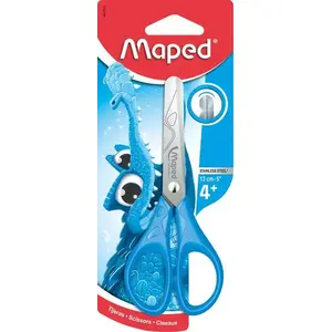 School scissors Maped Essentials Pulse 13 cm — blue, safety rounded tips, blister pack