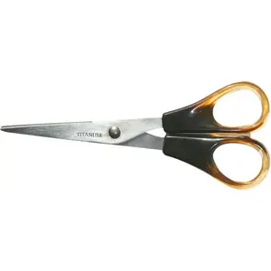 Office scissors Titanum model S04019 14 cm, amber-colored handles