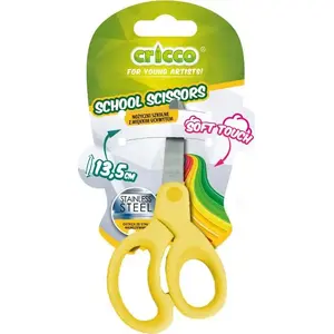 School scissors Cricco model 331647, 13.5 cm blade length, soft handles