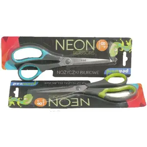 Office scissors Penword NB-1B 8" Neon — stainless steel blades, plastic handles