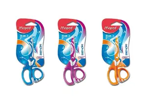 Scissors set Maped Zenoa Fit Office — figure-cut blades, 13.7 cm blade length, Blue/Orange/Pink