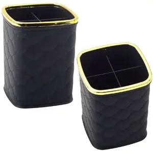 Brush Organizer Lean with Four Compartments, Black, 12 x 9.5 cm
