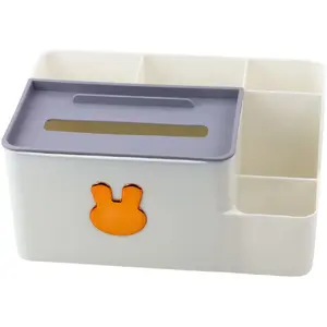 Desk Organizer with Tissue Box Lean - Gold Rabbit White