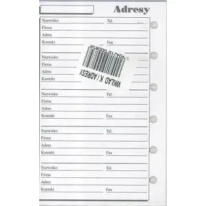 Organizer insert for K Address folders Antra model 270069, document/address pockets