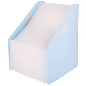 Accordion file folder Deli Macaron A4 blue — expandable document organizer