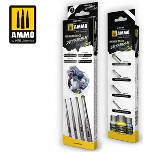 Набор кистей VALLEJO Vallejo Ammo Premium DIO Drybrush — кисти для сухой кисти, моделизма и миниатюр