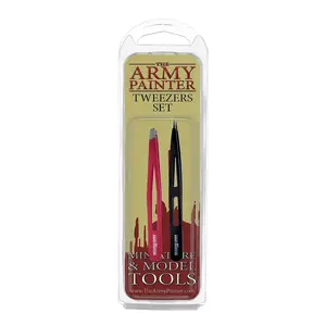Industrial Tweezer Army Painter TL5035P — Black/Red, Curved Flat-Point Tips, Pack of 2