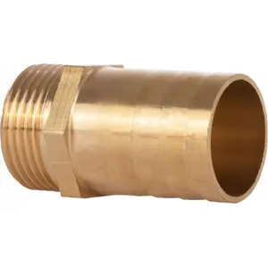 Brass hose nipple GEKO G70171 — 19 mm hose, 1" external thread, wrench flats