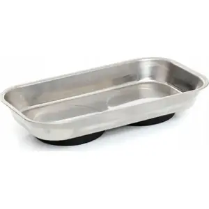 Magnetic Rectangular Tray Silver by Silver, model 11464 — magnetic parts holder, compact metal dish