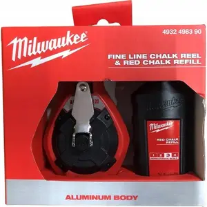 Chalk Line Reel SOLA 4932498390 with Thin Tracer Cord and Red Chalk