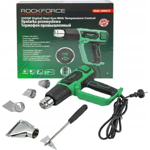 Heat Gun Rockforce RF-HG60-2000LCD — 2000W, 230V, 60–600°C, 300–500 L/min