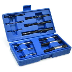 Screw extractor set GEKO 12-piece with HSS drill bits — removable broken screws