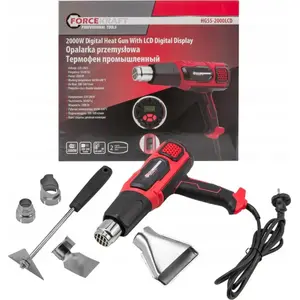 Heat Gun Forcekraft FK-HG55-2000LCD — 230V 50/60Hz, 2000W, 60–600°C, 300–500 L/min