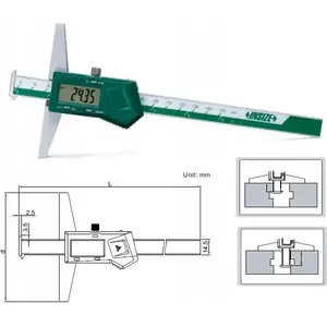 Digital Depth Gauge INSIZE 1144-200A — 200 mm / 100 mm, magnetic base, hooked tip