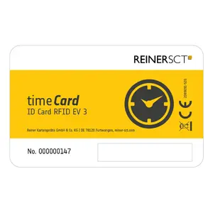 Reiner timeCard Premium MIFARE DESFire EV3 RFID карта IP65 85×54×1 мм 50 шт (чёрная/белая/жёлтая)