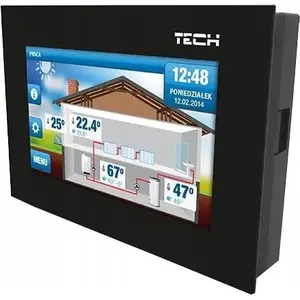 Room thermostat TECH ST-281 with RS communication, 2 mm glass front, black