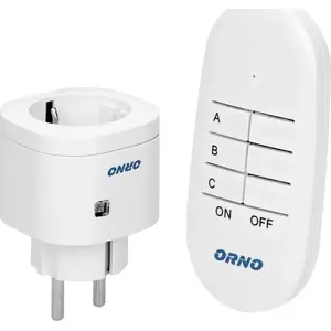 Socket outlet ORNO OR-GB-440(GS) wireless mini with remote control, Schuko, 1+1