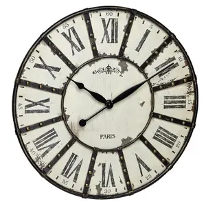 Sienas kvarca pulkstenis TFA Vintage apaļš balts, 570×570×45 mm, AA 1,5 V