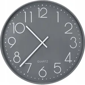 Настенные часы DKD Home Decor GLASS 50 см, серые, стеклянный циферблат, кварцевый бесшумный механизм