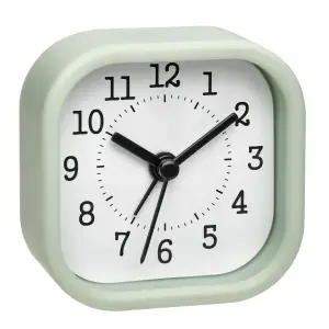 Quartz alarm clock TFA 60.1035, analog 12h, grey, battery LR44, 52×52×23 mm