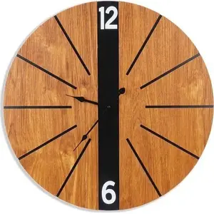 Sienas pulkstenis Home&Styling Collection Ø 60 cm ar minimālistisku pulksteņa ciparnīcu koka imitācijā (MDF)