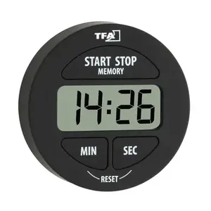 Sporta hronometrs/timeris TFA 38.2022.01 — digitāls, plastmasas korpuss, melns, LR44 akumulators
