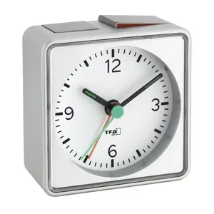 Kvarca modinātājs TFA PUSH 12h analogs, sudraba, AA barošana, 70×70×37 mm