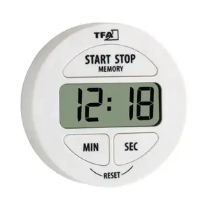 Sporta hronometrs TFA 38.2022.02 — digitālais, plastmasas korpuss, balts, LR44 baterija