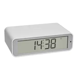 Digitālais modinātājs TFA Twist — taisnstūra LCD, balts, AA baterijas, 71×117×37 mm