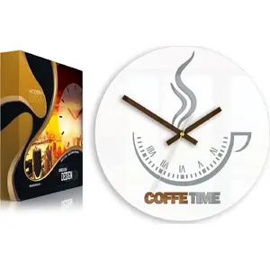 Sienas pulkstenis ModernClock Coffee Time ver.II — balts, ultra-kluss