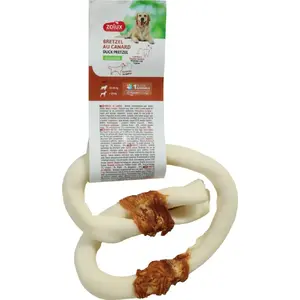 Жевательная игрушка для собак Happy Snacky ZOLUX косточка-прецель с уткой 12 см