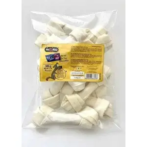 Suņu košļājamā kaula Hau & Miau KOŚĆ WIĄZANA BALTA 16,5 cm — 10 gab., 500 g iepakojums