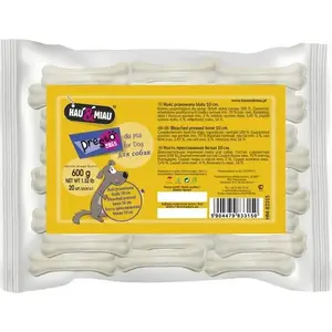 Dog Chew Bone Hau & Miau KOŚĆ PRASOWANA BIAŁA 10 cm — 20 pcs per pack, 600 g per pack